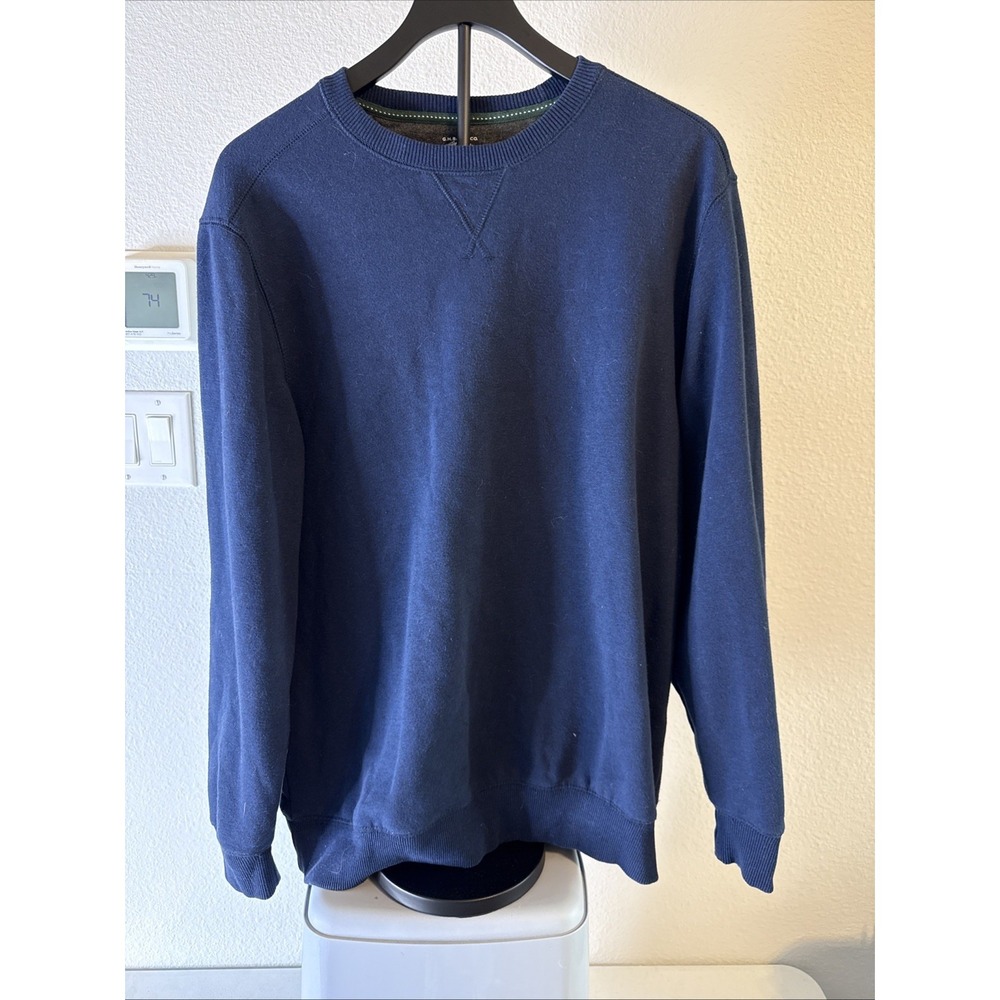 G.H. Bass & Co. Mens Blue Crew Neck Long Sleeve Sweatshirt Casual Size L